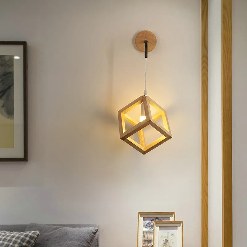 DecorBites™ Cube LED Wall Lights | Modern Nordic Wood Design for Home Decor