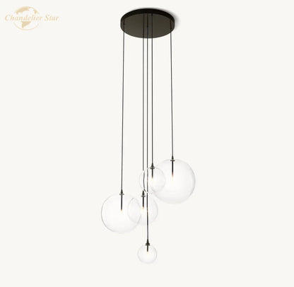 DecorBites™ Clear Glass Globe Cluster Chandeliers Pendant Lights for Living Room and Staircase