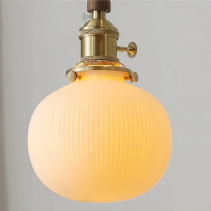 DecorBites™ Ceramic LED Pendant Lamp, Walnut Wood Nordic Hanging Light Fixtures