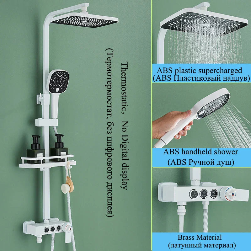 DecorBites™ Digital Display Thermostatic Shower Faucet Set Rainfall Shower Mixer