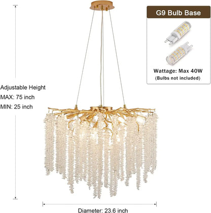 DecorBites™ Crystal Tassel Chandelier: Elegant Dining Room Pendant Light Fixtures