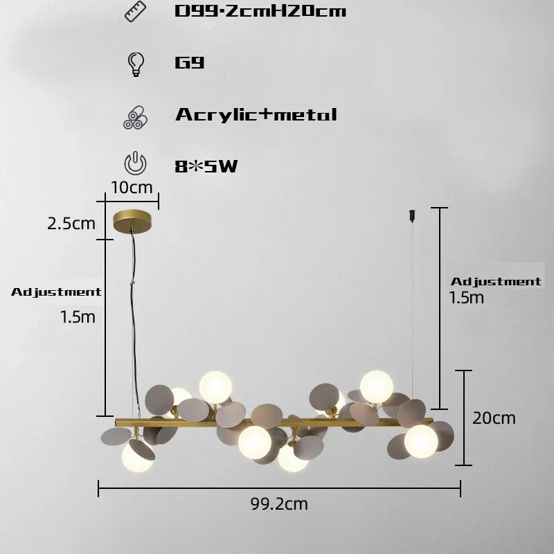 Lámpara colgante LED DecorBites™ G9 de metal dorado con decoración floral acrílica
