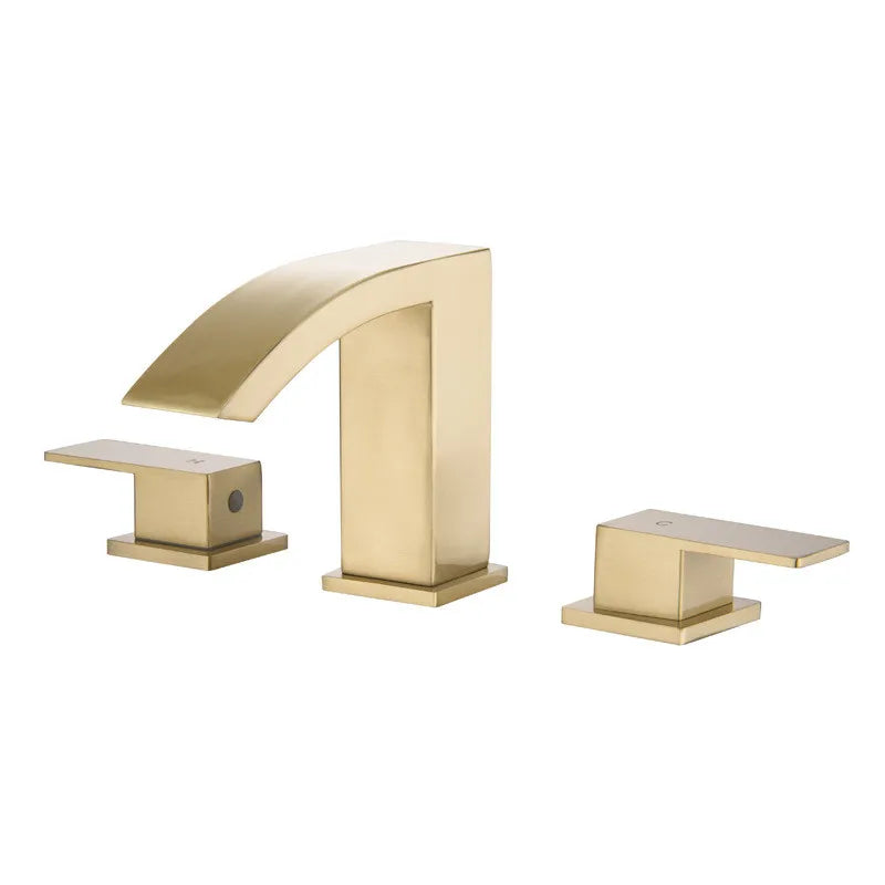 DecorBites™ Gold Black Waterfall Bathroom Basin Faucet 3 Hole Hot Cold Water Tap