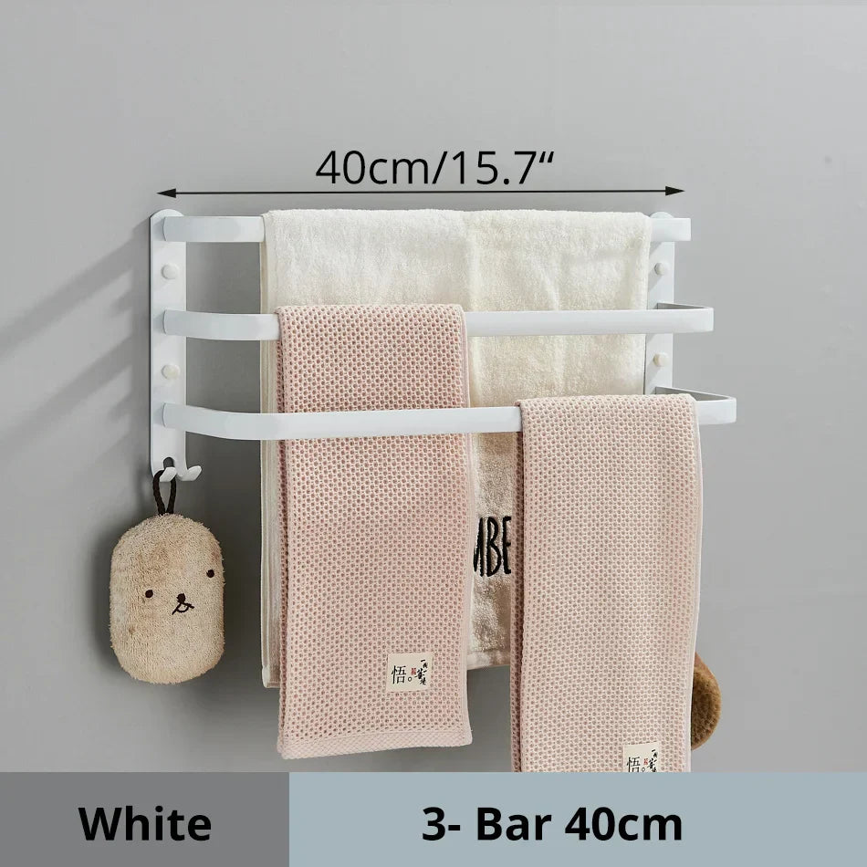 Toallero de aluminio DecorBites™ para baño con gancho, colgador de ropa de pared de varios niveles
