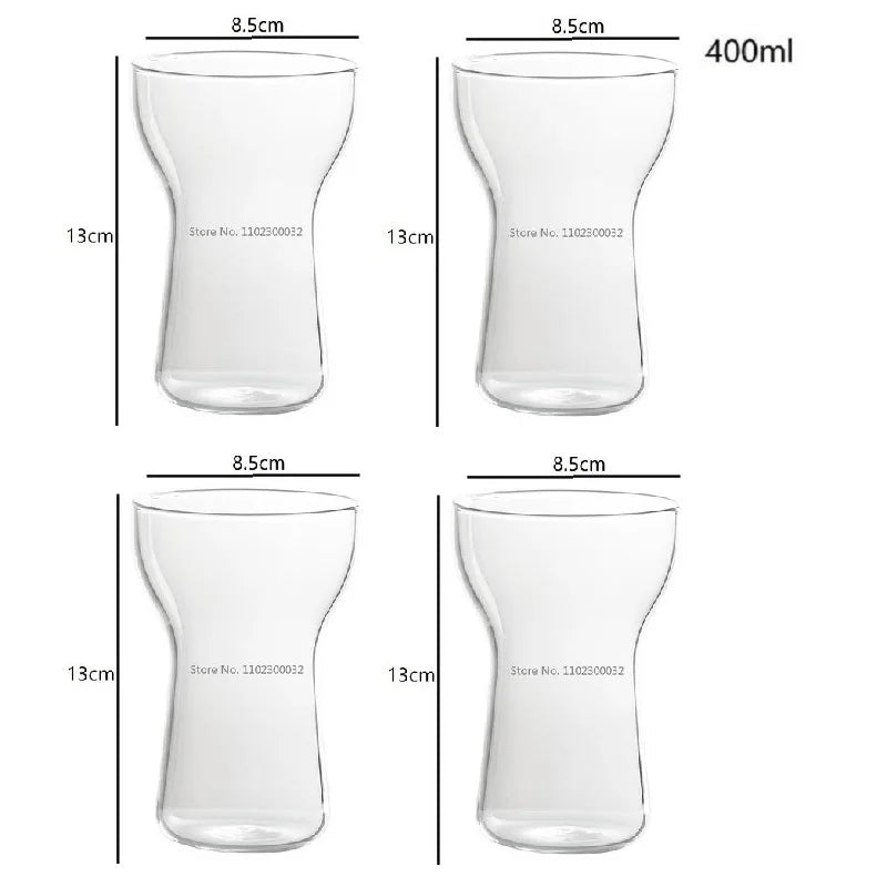 Juego de vasos de vidrio DecorBites™ para bebidas, ideales para el hogar, cafeterías y bares. Aislantes térmicos para jugos y té. Transparentes.