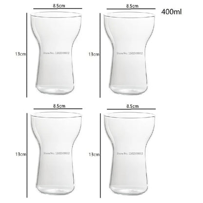 Juego de vasos de vidrio DecorBites™ para bebidas, ideales para el hogar, cafeterías y bares. Aislantes térmicos para jugos y té. Transparentes.