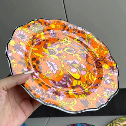 DecorBites™ Jungle Flower Bone China Dining Plates Set - Kitchen Tableware Dinnerware