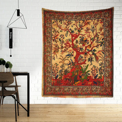 Mystical Leaf Tree Tapestry Abstract Witchcraft Wall Hanging for Aesthetic Room Decor by Decobites