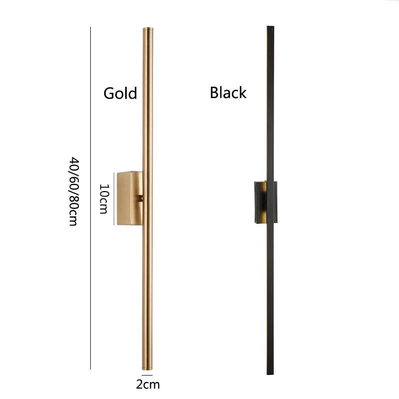 DecorBites™ LED Metal Tube Wall Lamp Modern Black Gold Decor Sconce for Bedroom Foyer Bathroom