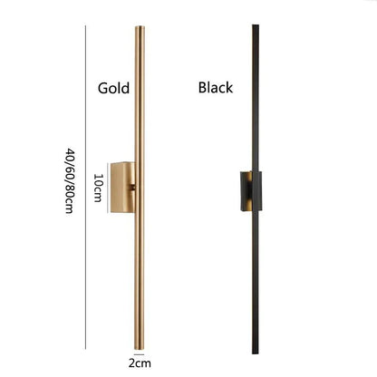 DecorBites™ LED Metal Tube Wall Lamp Modern Black Gold Decor Sconce for Bedroom Foyer Bathroom