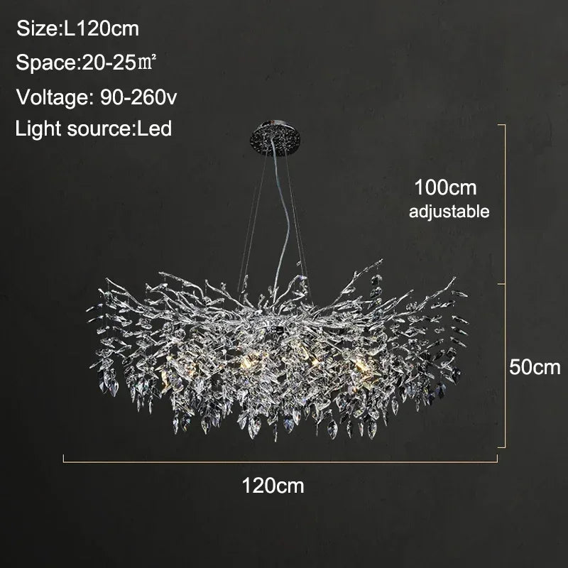 DecorBites™ Branch Crystal Chandelier: Luxury LED Ceiling Light for Living Room & Dining Room