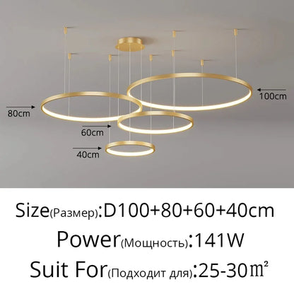 DecorBites™ Acrylic LED Ring Pendant Light Modern Minimalist Art Decor Chandelier