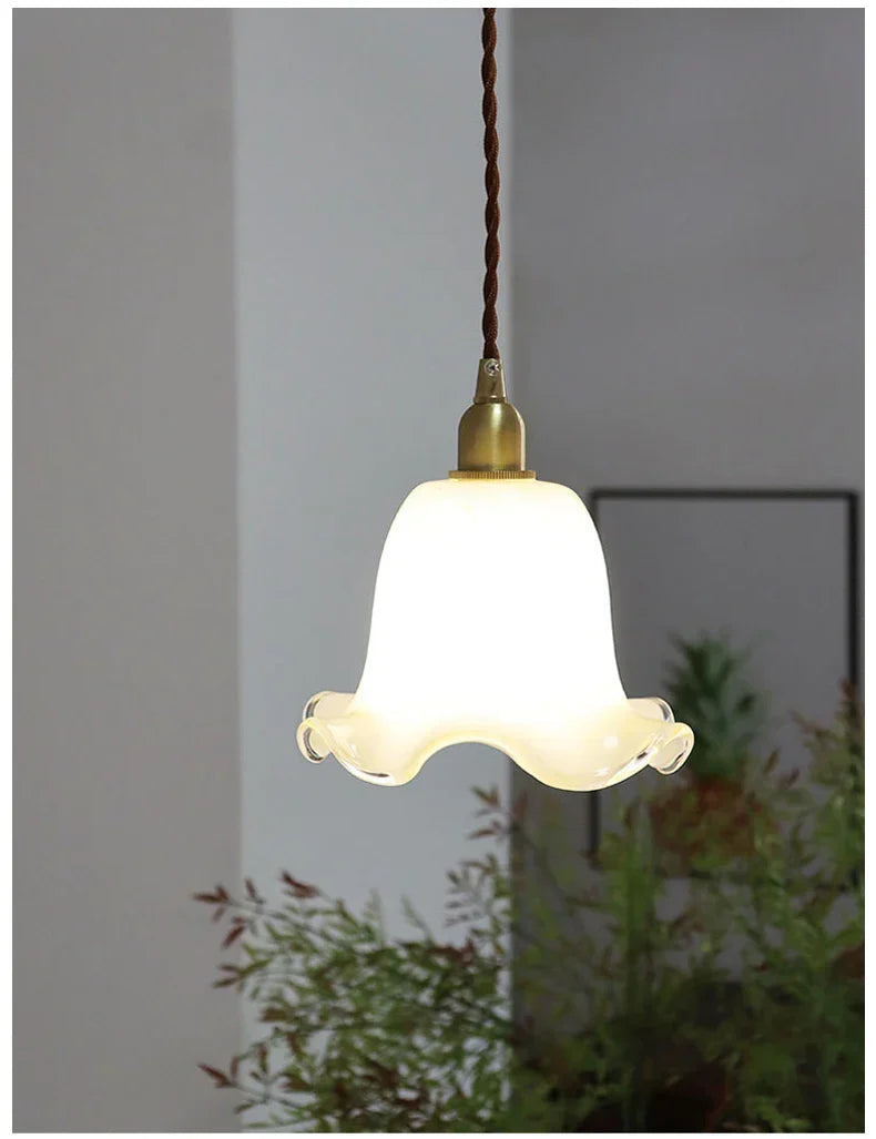 DecorBites™ Glass LED Pendant Lamp: Minimalist European Style, Retro Design, Luxury Brass Finish