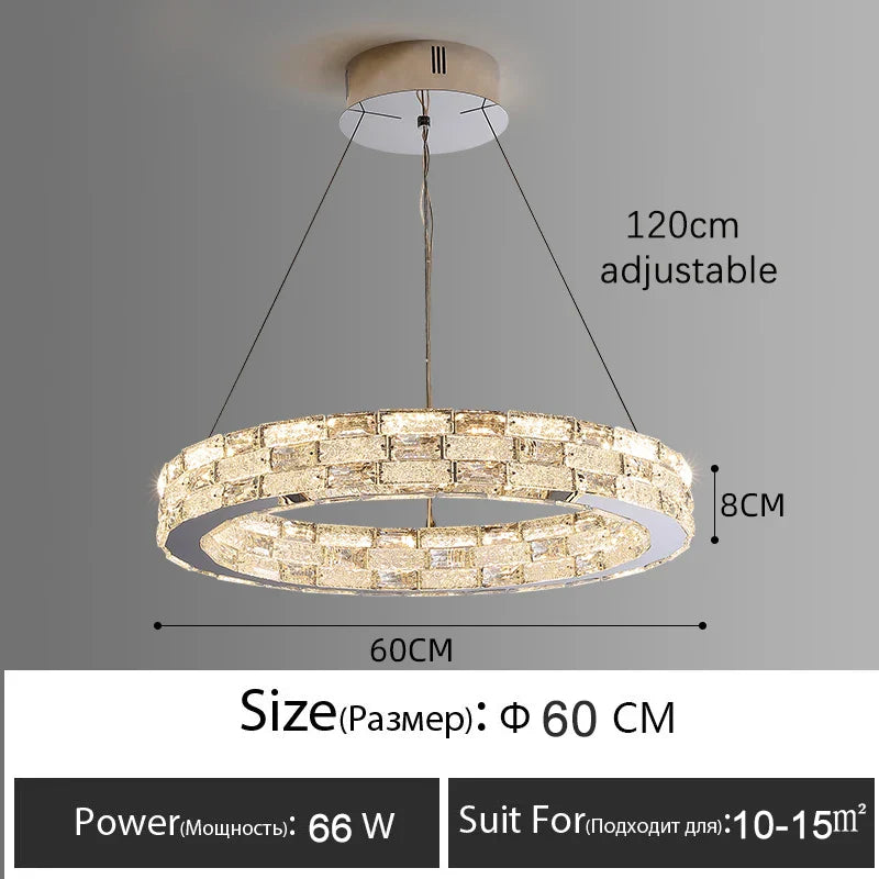 DecorBites™ Golden Crystal Ring Chandelier: Luxury Gloss Ceiling Lighting for Modern Living Room