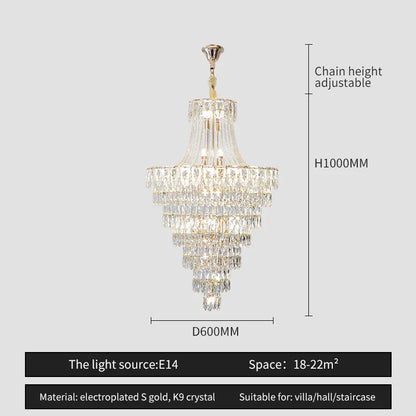 DecorBites™ Crystal Chandelier Art Living Room Lighting for Duplex Buildings and High-End Restaurants