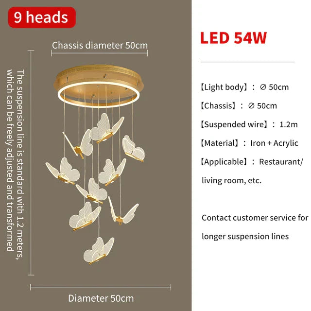 Luces colgantes de mariposa LED Gold™ Decorbites para escaleras de casa, sala de estar, dormitorios, candelabros