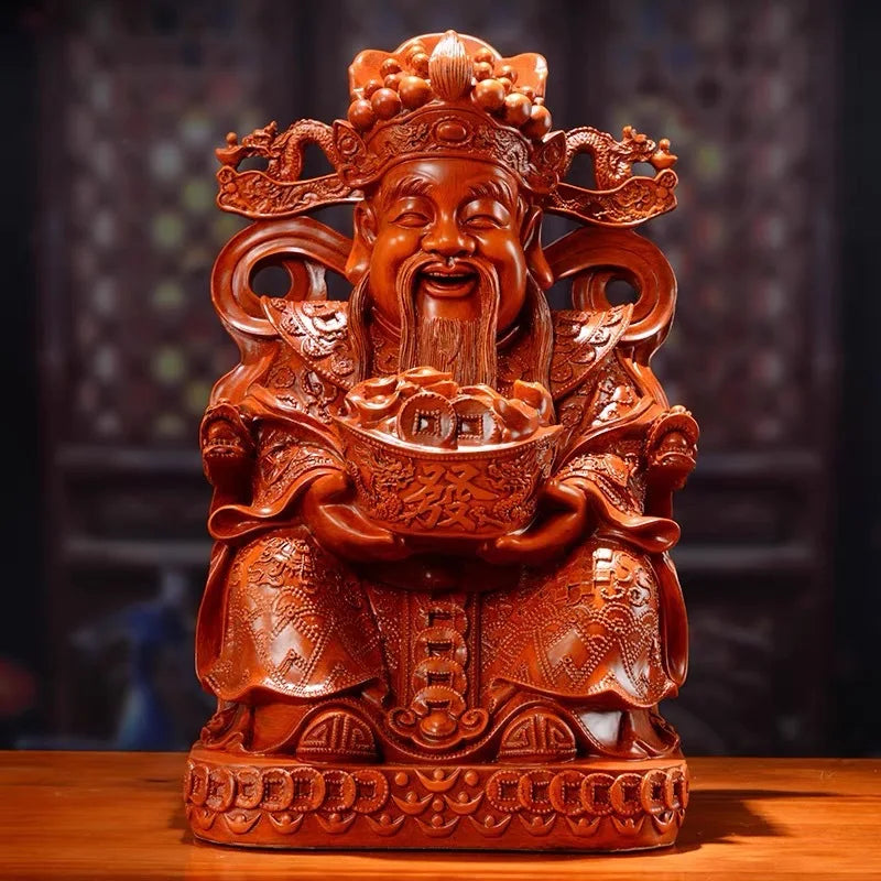 Estatua del Dios de la Riqueza Oro Decorbites™: Escultura de Decoración Fengshui para Hogar en la Entrada y Sala de Estar