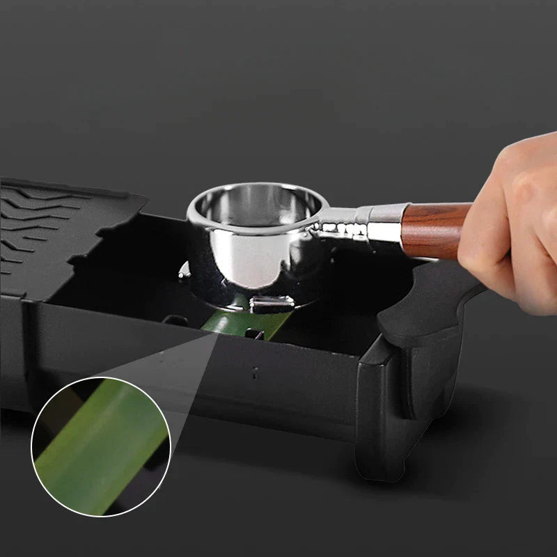 DecorBites™ Espresso Knockbox Grounds Bin & Barista Tamping Station Tray