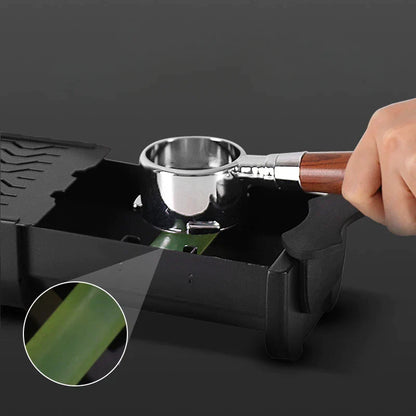 DecorBites™ Espresso Knockbox Grounds Bin & Barista Tamping Station Tray