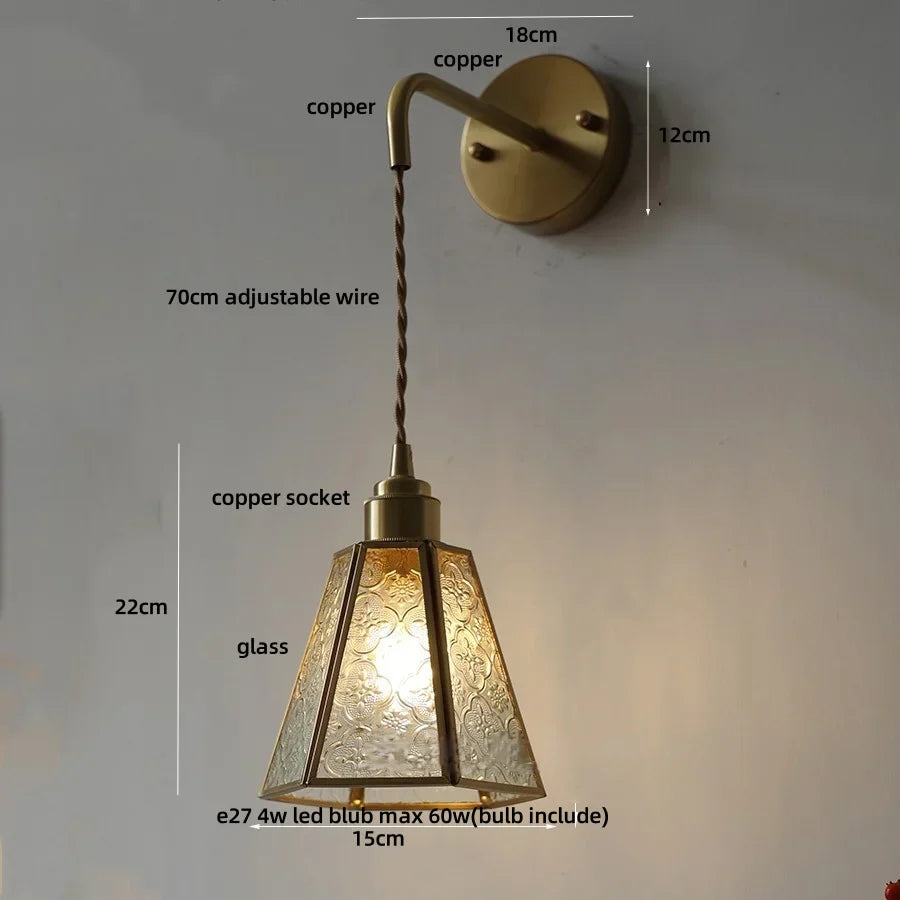 DecorBites™ مصباح حائط LED زجاجي أزرق مع سلسلة سحب ومفتاح إضاءة على شكل سلم تيفاني