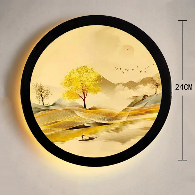 Decorbites™ Industrielle Acryl-Runde Wandlampe | Vintage Wandleuchten mit Wandmalerei für Schlafzimmerdekoration
