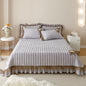 Decobites Velvet Lace Ruffles Quilted Bedding Set with Pillowcases