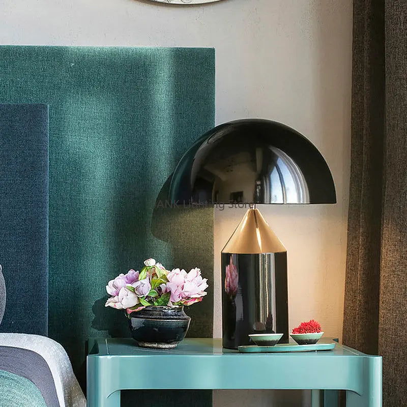 DecorBites™ Atollo Bedroom Table Lamp - Luxury Metal Mushroom Desk Light