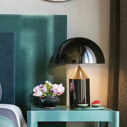 DecorBites™ Atollo Bedroom Table Lamp - Luxury Metal Mushroom Desk Light