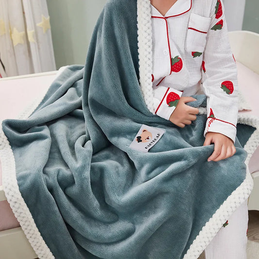 DecorBites™ Kids Flannel Nap Blanket - Lightweight & Cozy Single Bed Cover