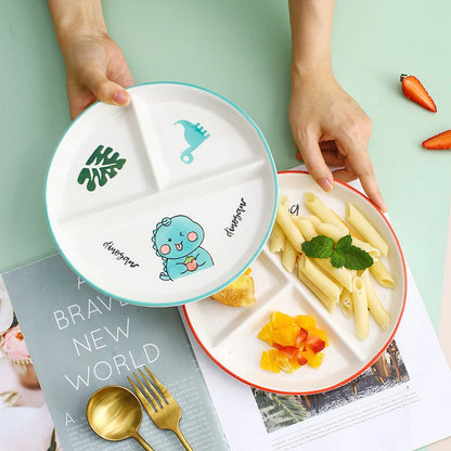 DecorBites™ Kids Cartoon Grid Plate - Fun & Functional Divider Dish for Breakfast & Snacks