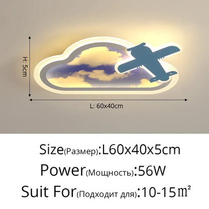 DecorBites™ Blue Sky Airplane Chandelier: Kids Study Room Decoration & Dimmable Indoor Lighting