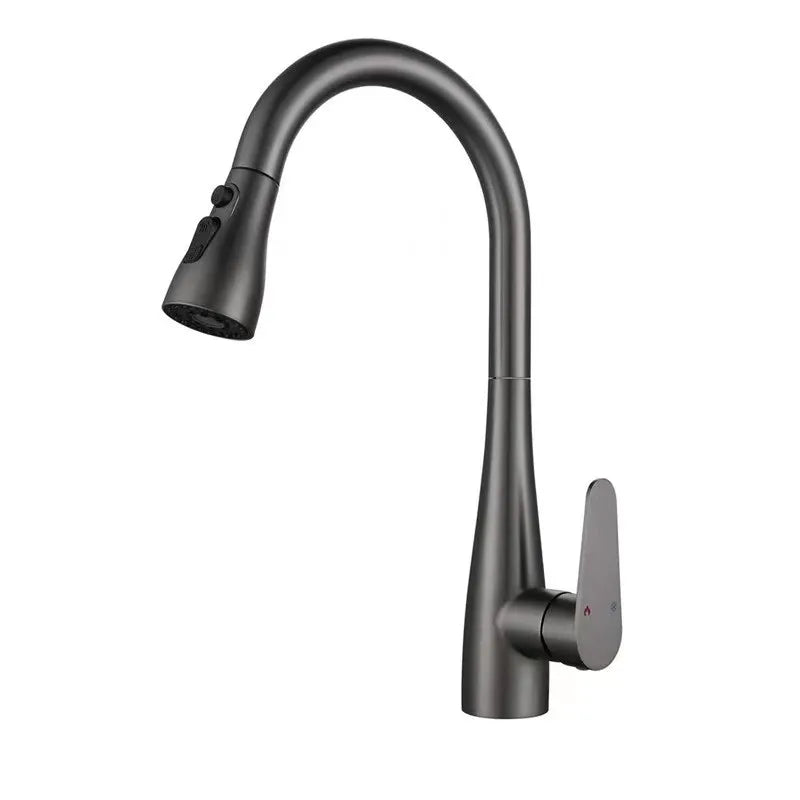 DecorBites™ Gray Matte Kitchen Faucet | Pull Out Black Sink Tap Swivel Water Mixer