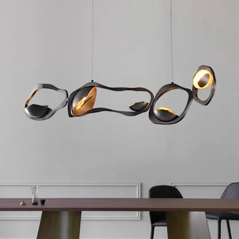 Modern Crystal Linear Pendant Light in Painted Iron