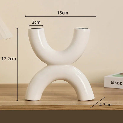 ديكوربايتس™ - زينة حاملات الشموع الخزفية الهندسية - إكسسوارات ديكور المنزل