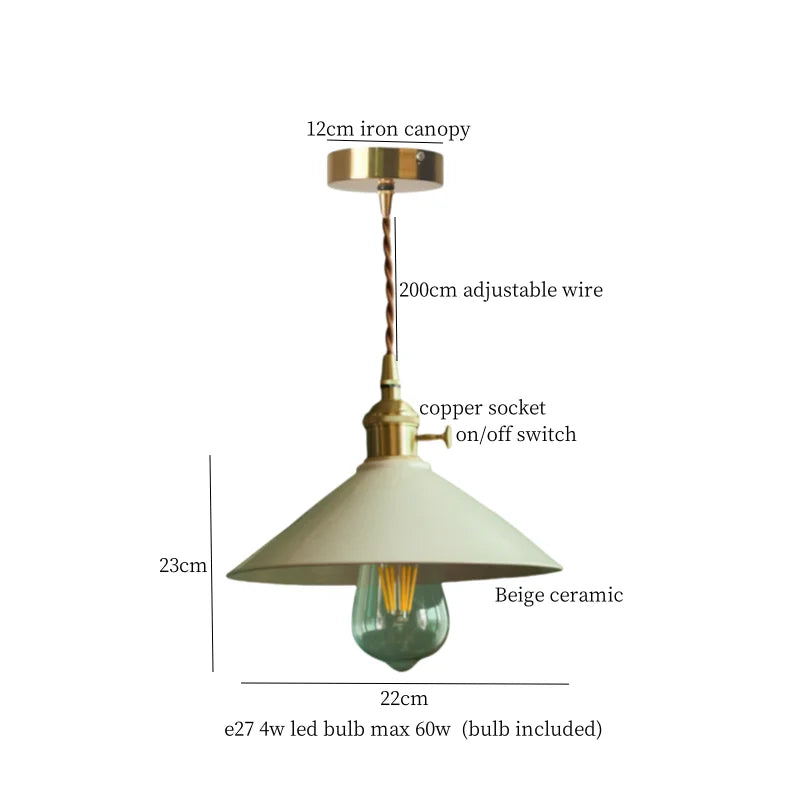 DecorBites™ Cyan Ceramic LED Pendant Light for Loft Cafe Bar Decor