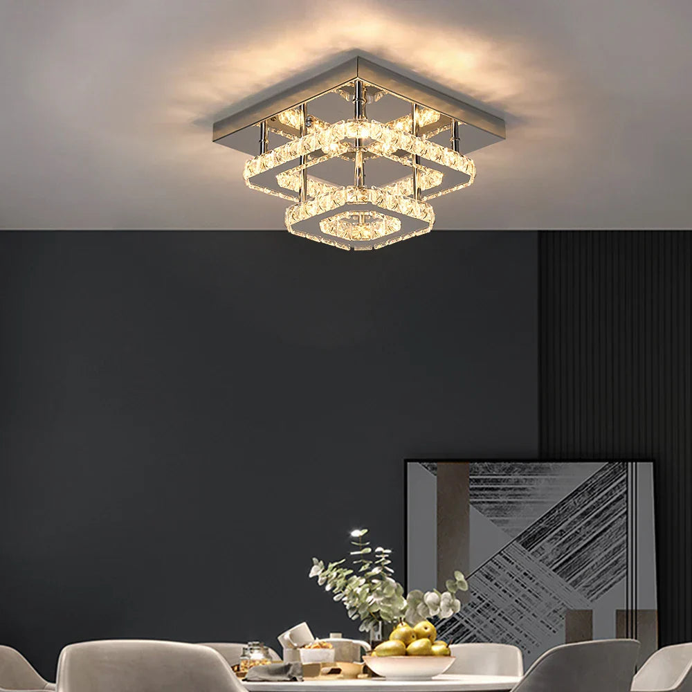 DecorBites™ Crystal Ceiling Chandelier: Modern LED Dining Room Pendant Light by DecorBites™