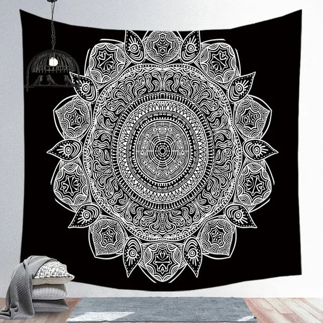 Decobites Psychedelic Mandala Sun Moon Tapestry Wall Hanging for Home Decor