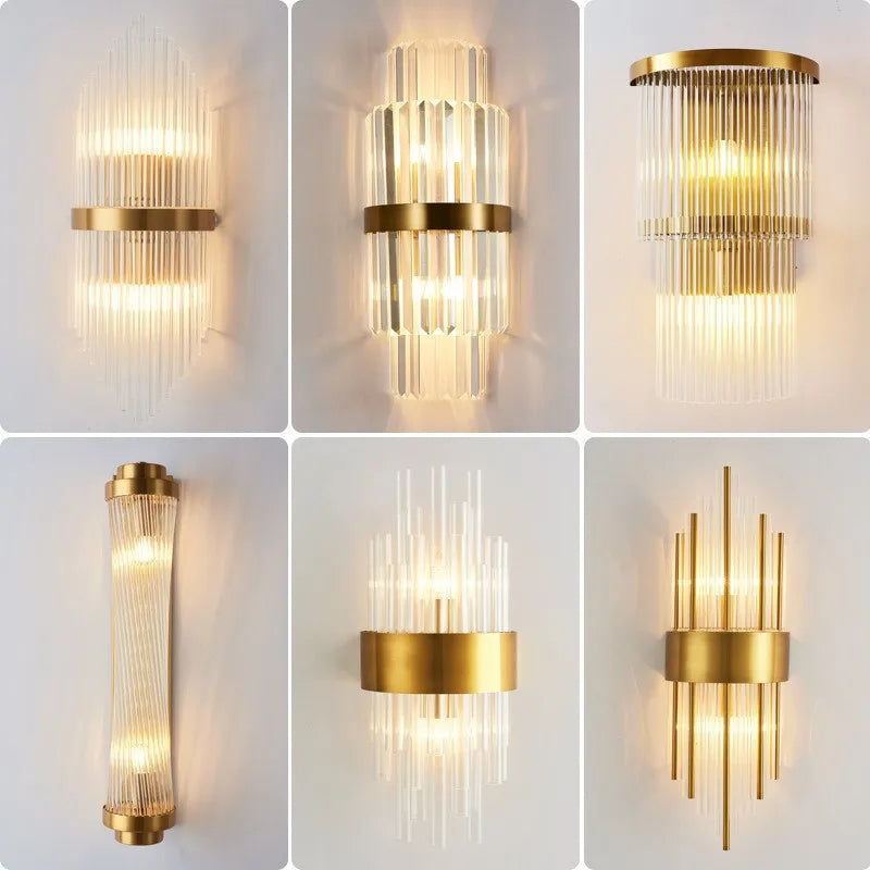 DecorBites™ Gold Crystal LED Wall Lights for Bedroom Living Room Home Decoration