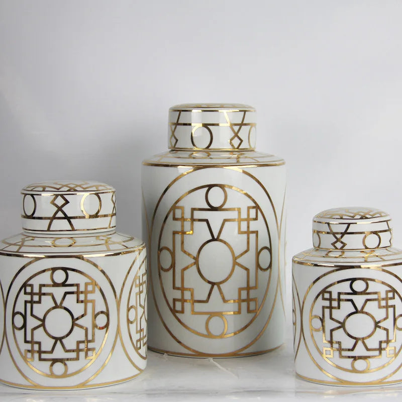 Decorbites™ Goldkorn-Keramik-Zylinder-Speichergefäß Vintage-Vase Taschentuchbox Ornamente
