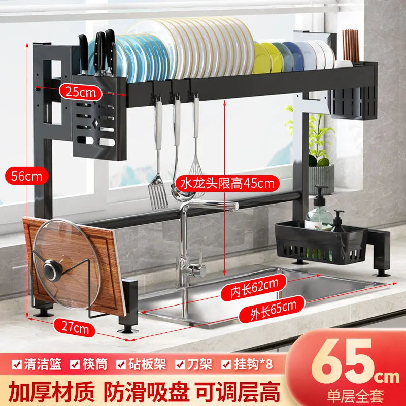 DecorBites™ Kitchen Sink Dish Drying Rack Cutlery Organizer Shelf Counter Storage