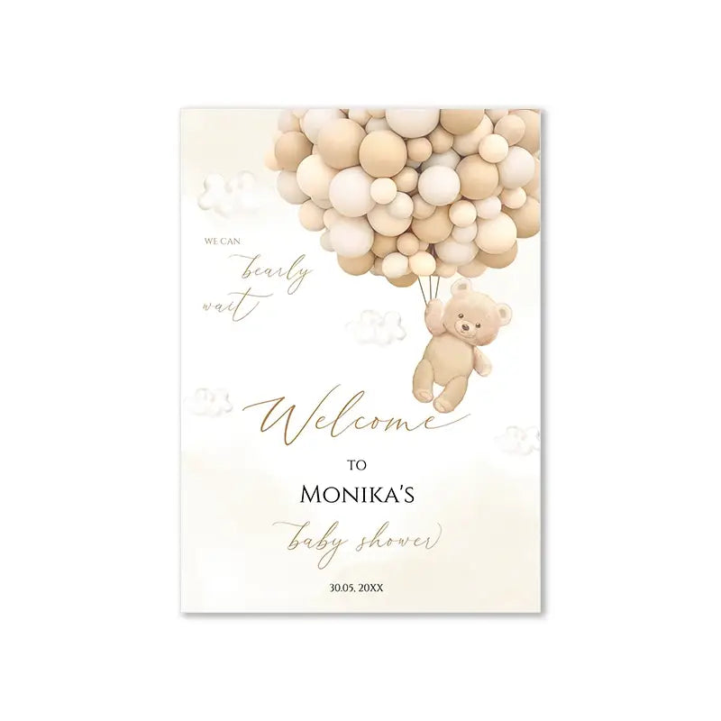 DecorBites™ Personalized Teddy Bear Baby Shower Welcome Sign
