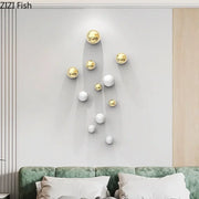 Decorbites™ Decoración de Pared con Bolas Doradas Ornamentos Estética de Habitación Fondo de Exhibición para el Hogar
