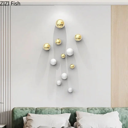 DecorBites™ Gold Ball Wall Decoration Ornaments Room Aesthetics Living Background Display