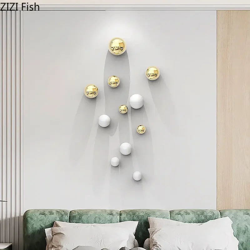 Decorbites™ Decoración de Pared con Bolas Doradas Ornamentos Estética de Habitación Fondo de Exhibición para el Hogar