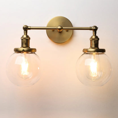 DecorBites™ Double Ball Heads Globe Glass Wall Sconce, Modern Vintage Indoor Lighting