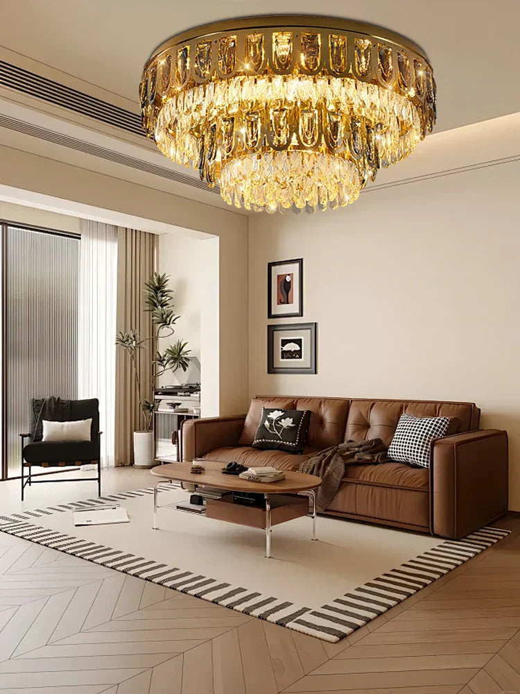 DecorBites™ Crystal Round Ceiling Chandelier for Modern Room Decor, Luxury Lamps - 2025 Lumens
