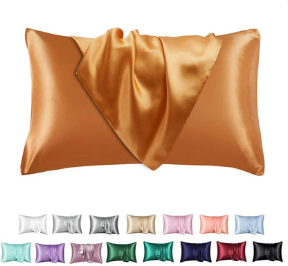 Decobites Silky Satin Pillowcase: Soft, Comfortable, High-End Solid King Queen Pillow Cover