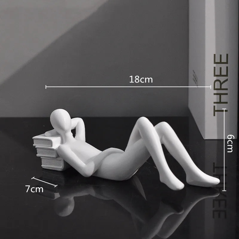 DecorBites™ Golden Thinker Reader Man Resin Figure: Abstract Home Decor Figurine