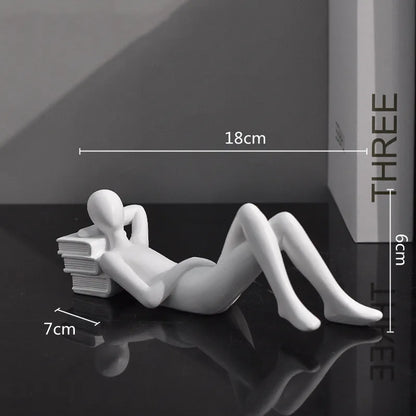 DecorBites™ Golden Thinker Reader Man Resin Figure: Abstract Home Decor Figurine