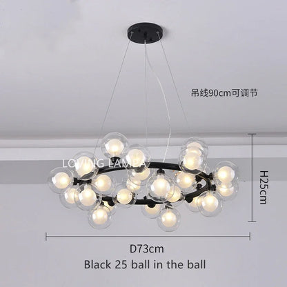 Lámpara colgante tipo araña LED con bola de cristal DecorBites™, diseño redondo moderno para iluminación decorativa del hogar